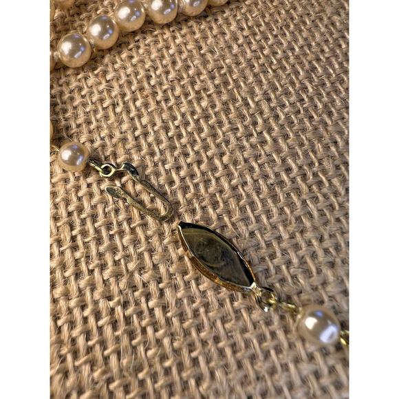 Strand (Broken) of Knotted Faux White Pearls with Gold tone Clasp--28 inches - Picture 6 of 10